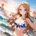 エルフなギャルと夕日のビーチで 5枚目