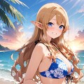 エルフなギャルと夕日のビーチで 4枚目
