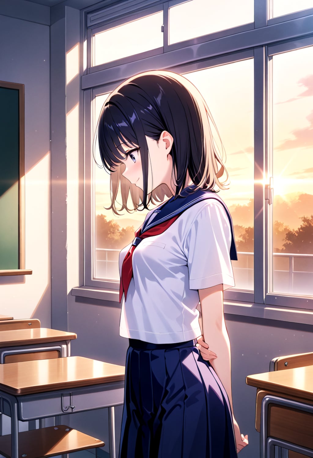 夕暮れの教室で