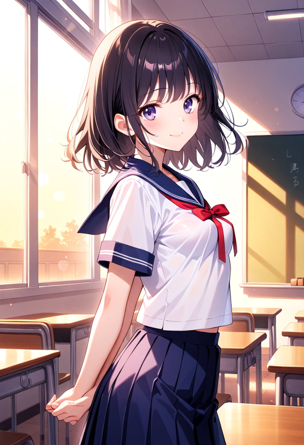 夕暮れの教室で