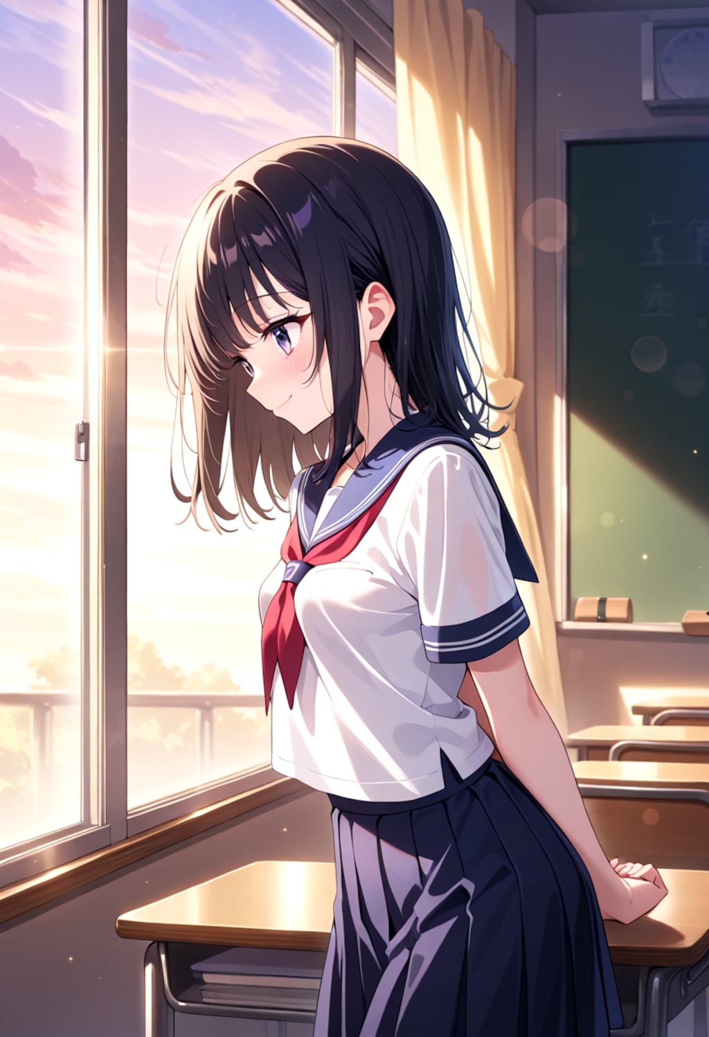 夕暮れの教室で