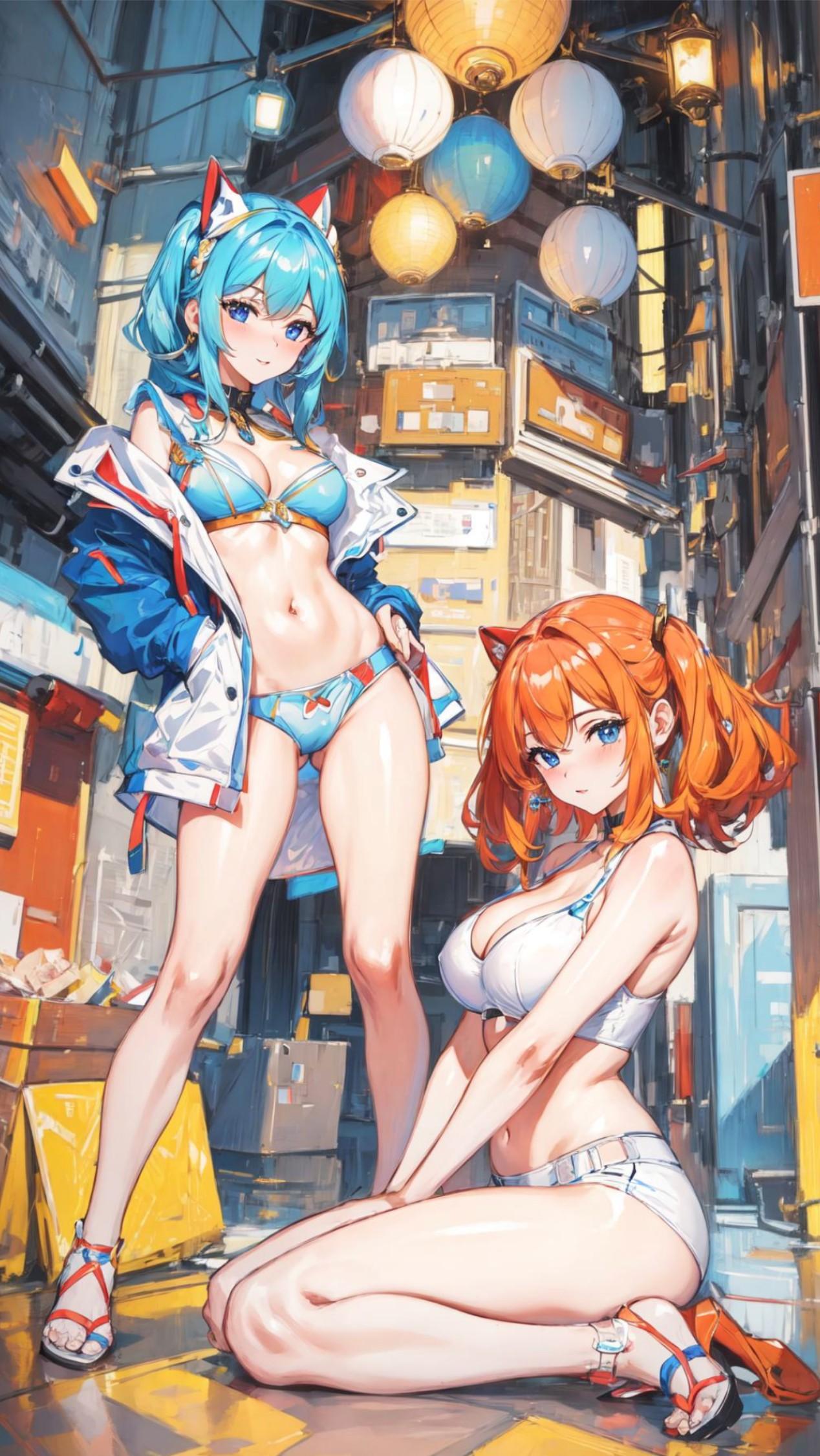 オレンジ髪ちゃんと青髪ちゃん