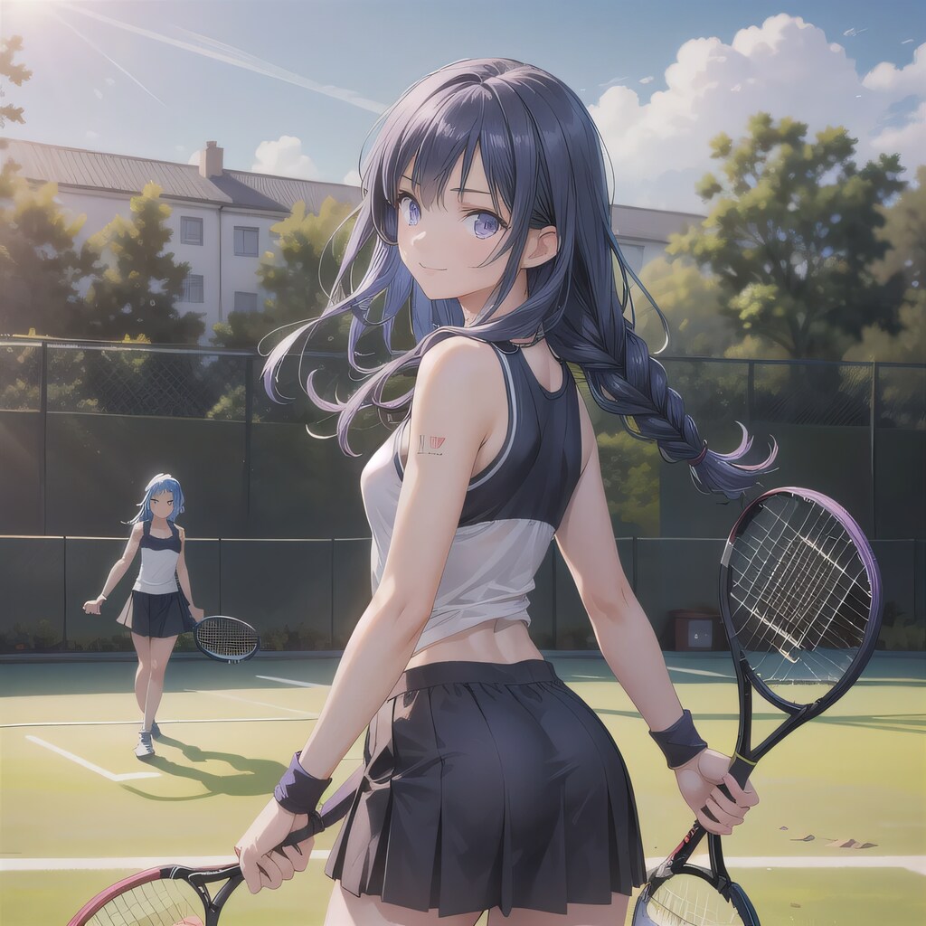 紫髪ロングでテニスウェアの少女６