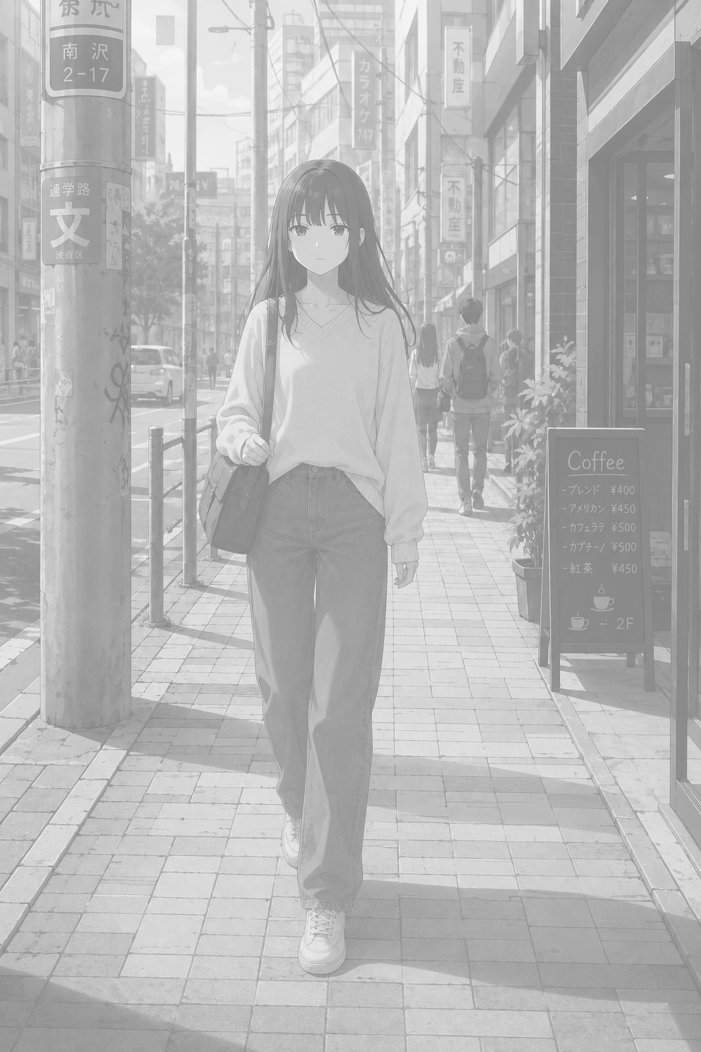 街を歩いている女の子