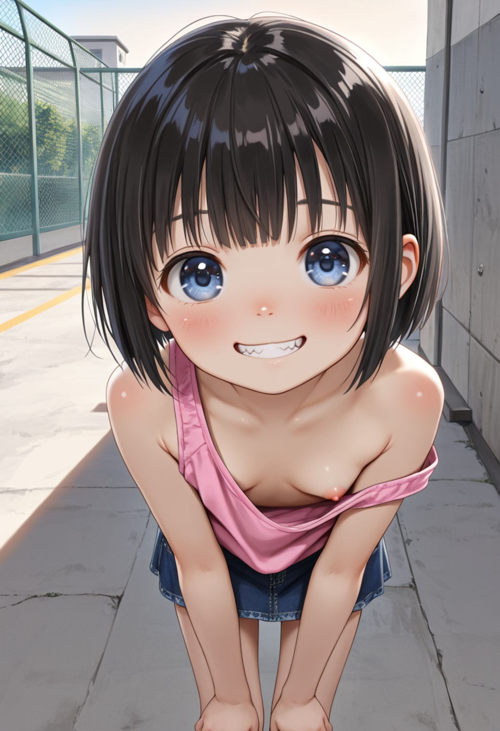 不意に見えた乳首