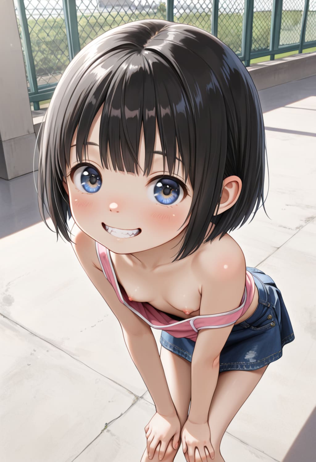 不意に見えた乳首