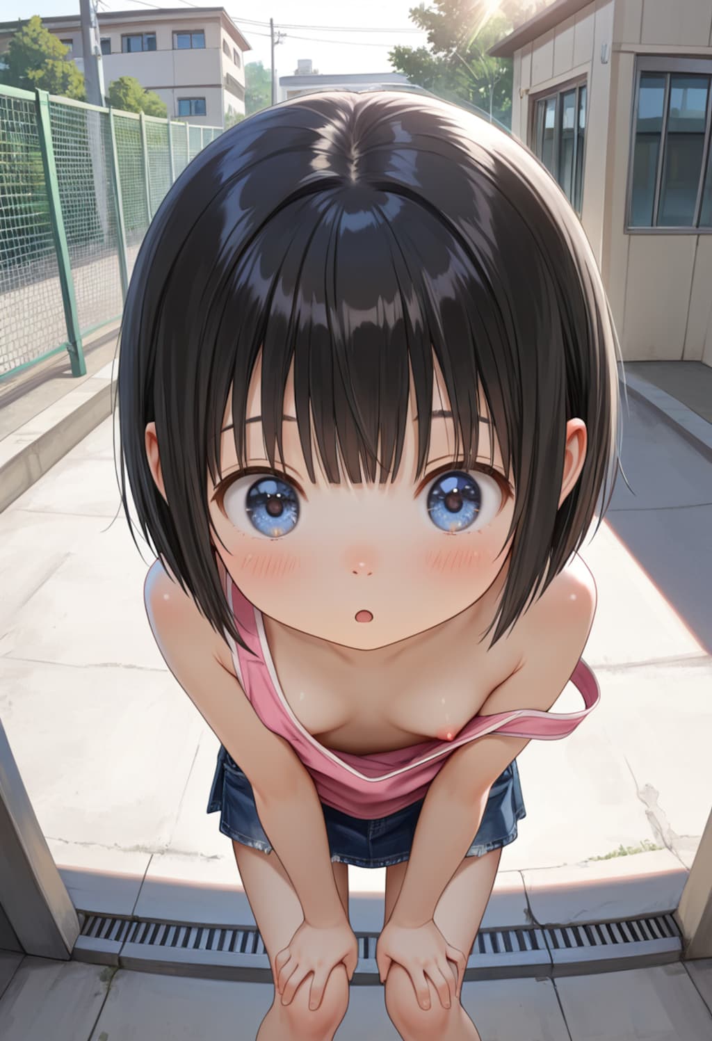 不意に見えた乳首