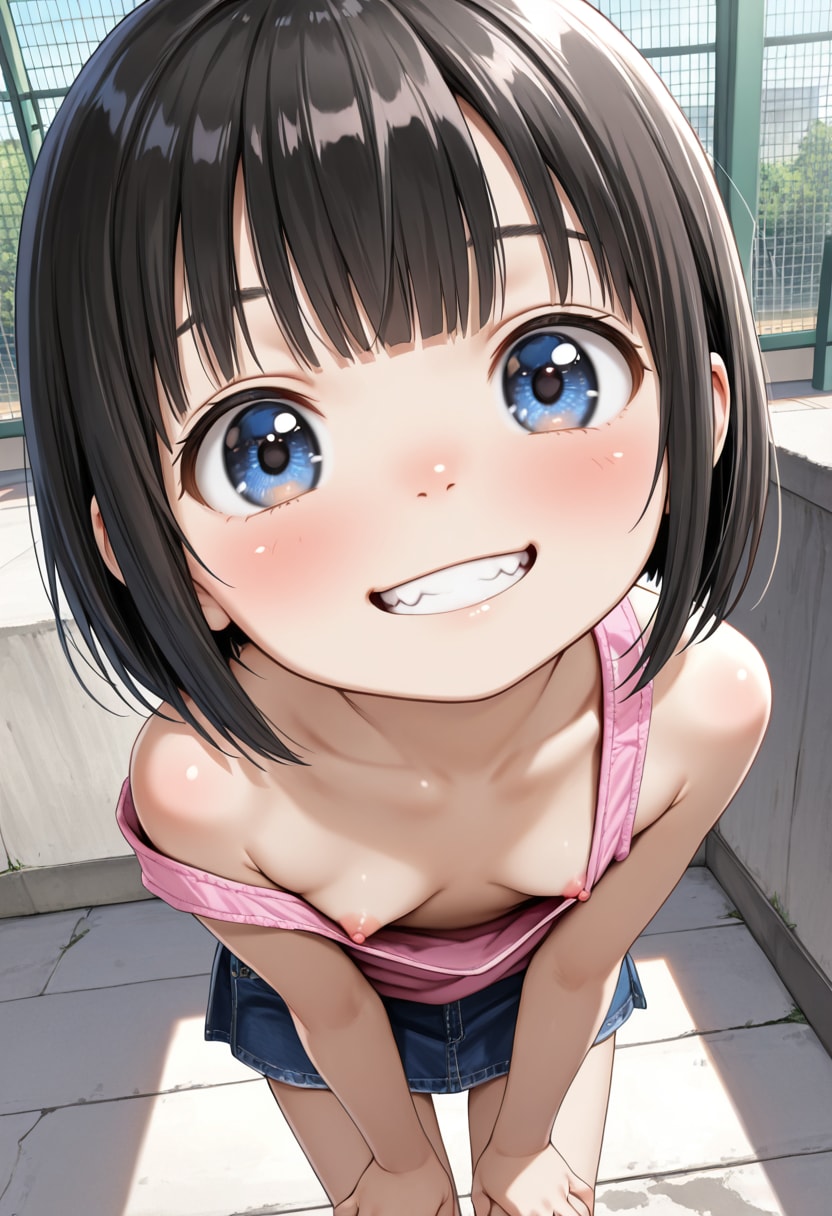 不意に見えた乳首