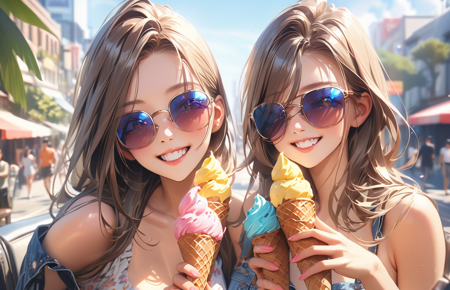 アイス大好き姉妹w | の人気AIイラスト・グラビア