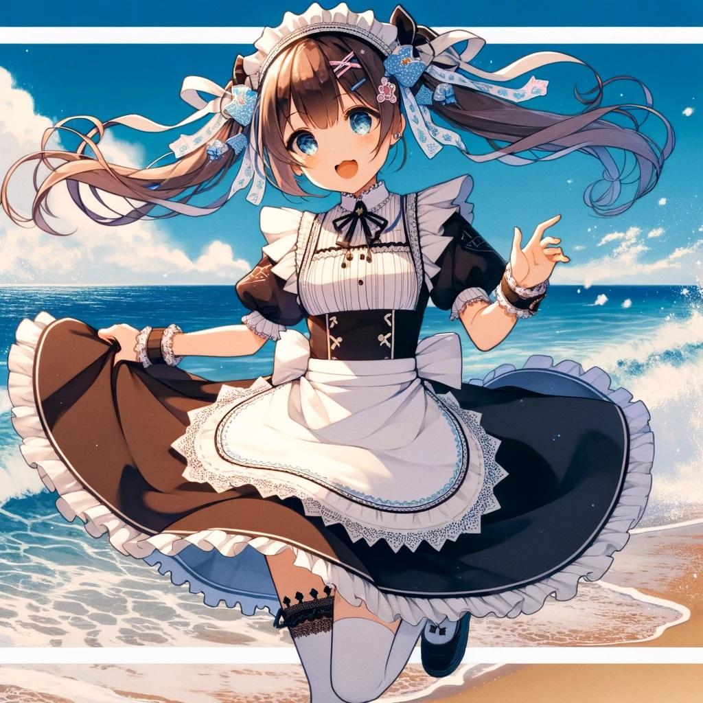 ビーチではしゃぐ