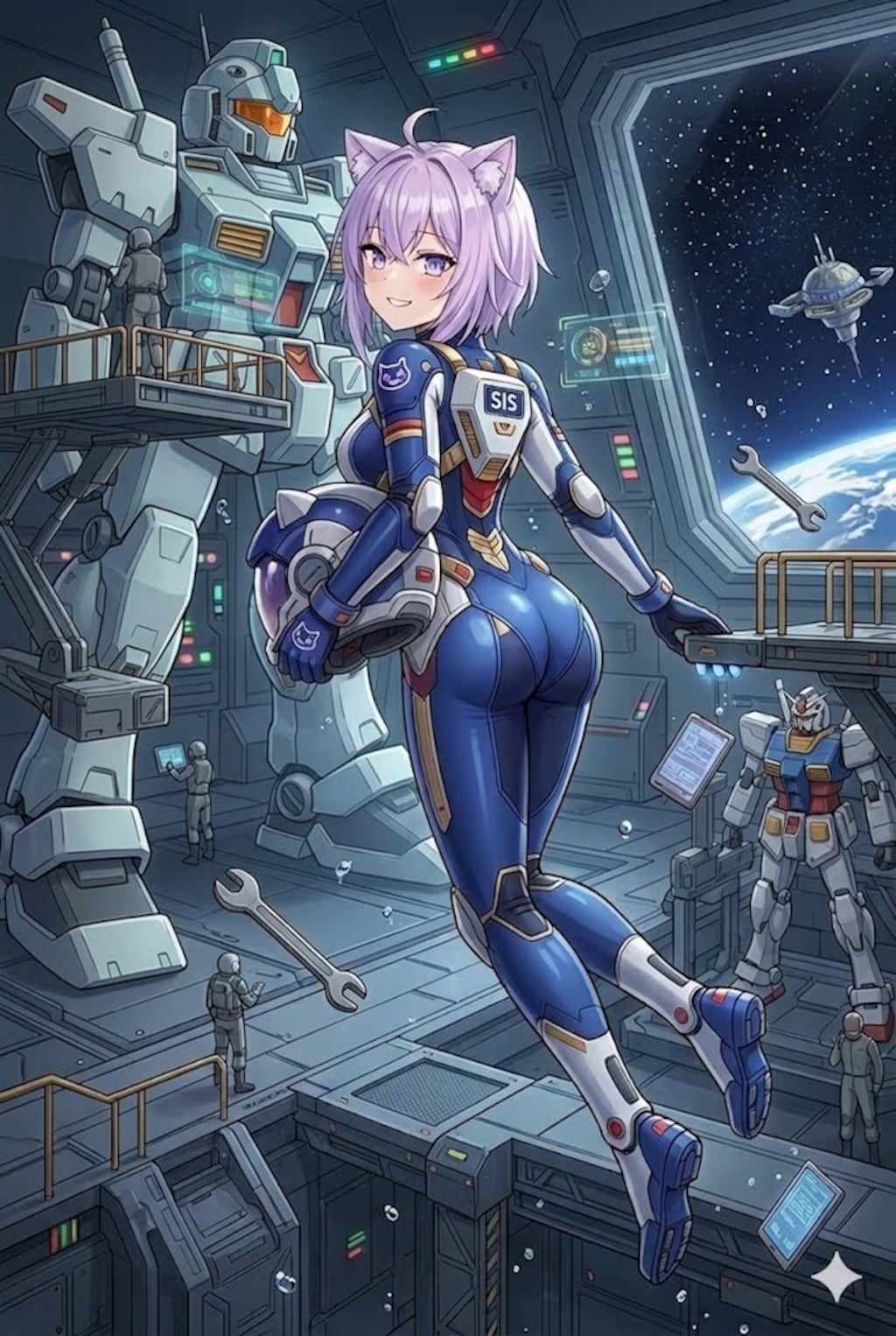 MSへ向かうパイロットスーツのシス