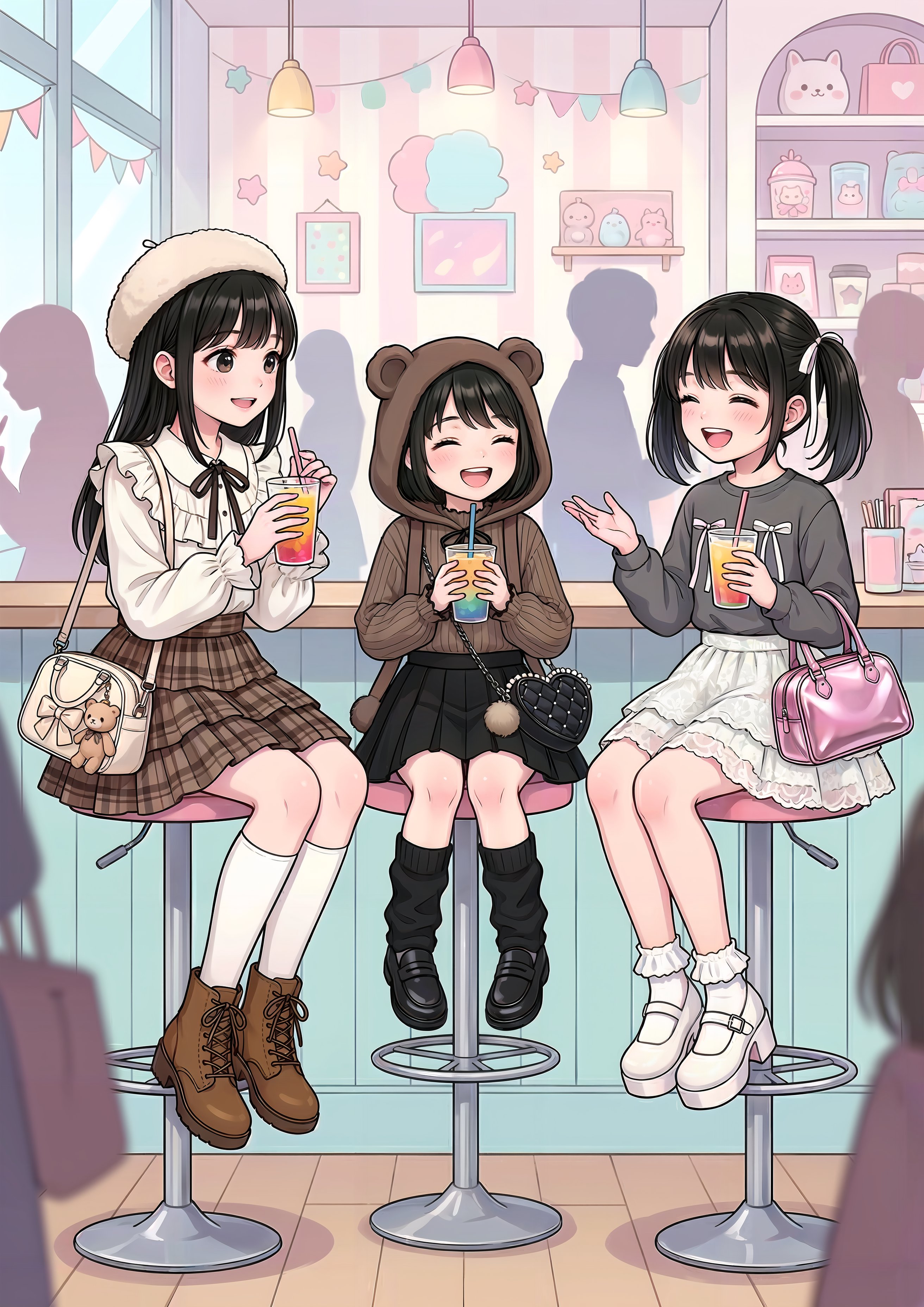 カフェのカウンターで笑顔のひととき | の人気AIイラスト・グラビア