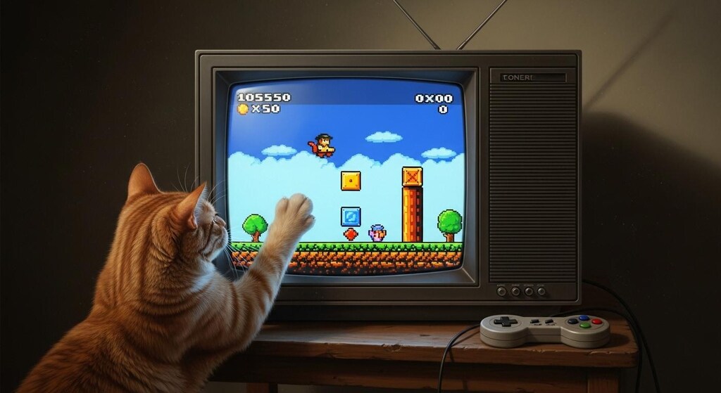 ゲームに夢中にゃん