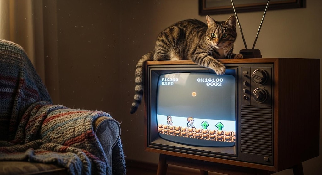 ゲームに夢中にゃん