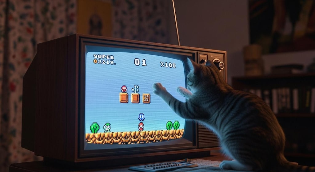 ゲームに夢中にゃん