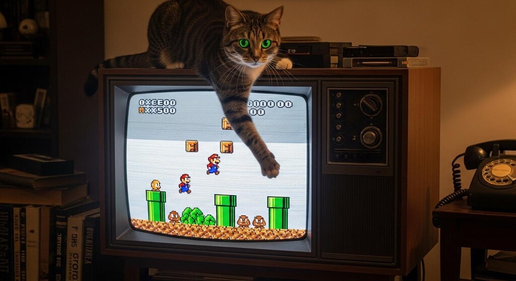 ゲームに夢中にゃん