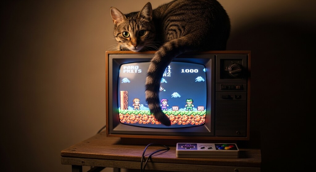 ゲームに夢中にゃん