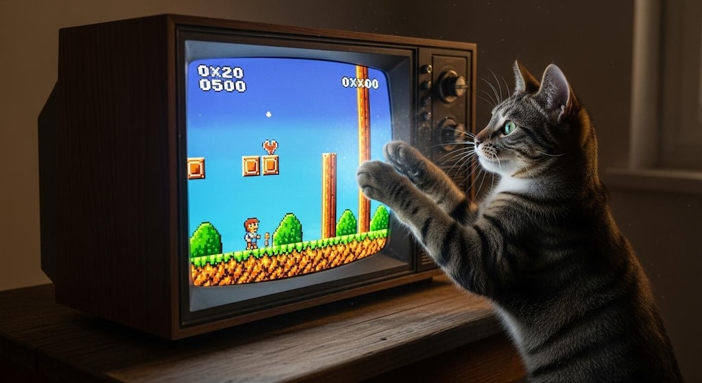 ゲームに夢中にゃん