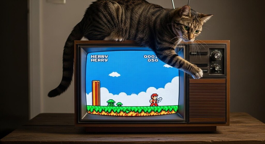 ゲームに夢中にゃん