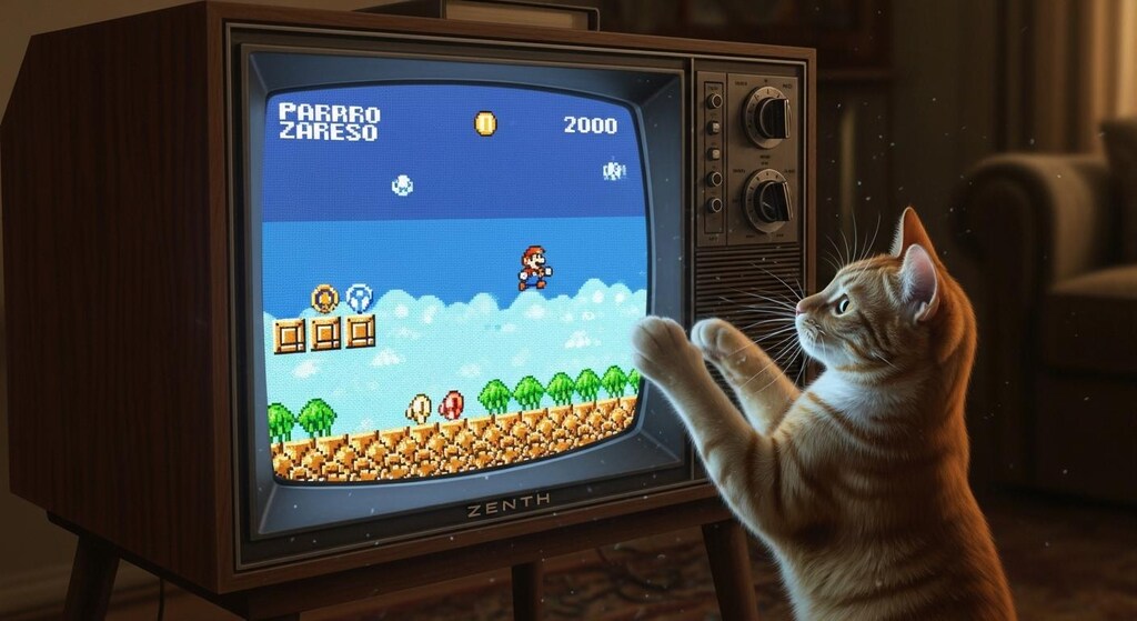 ゲームに夢中にゃん