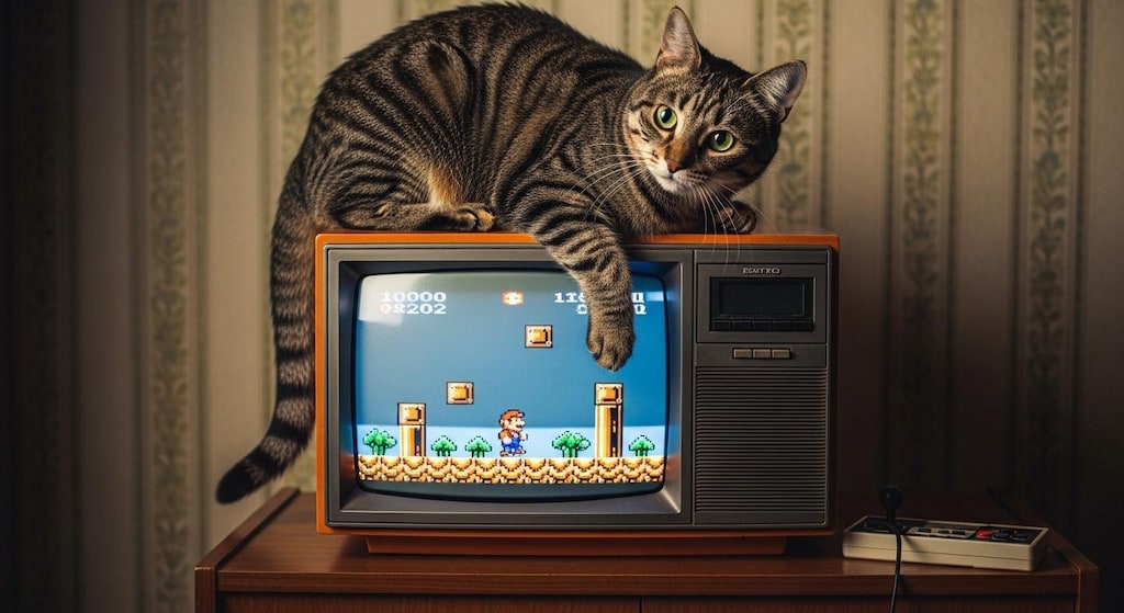 ゲームに夢中にゃん