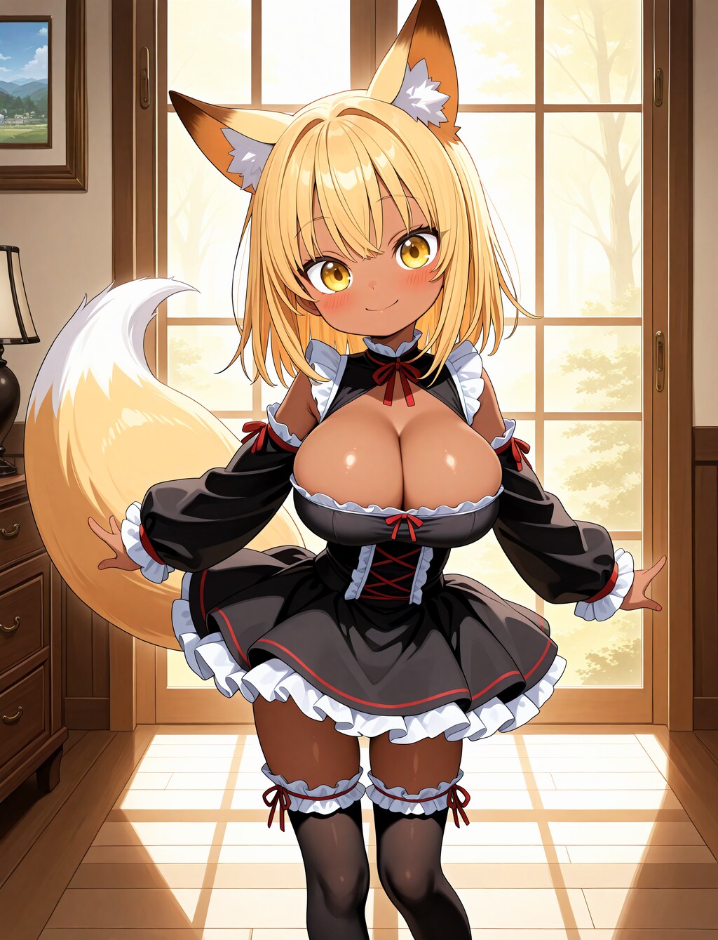 ロリ巨乳メイド服狐娘