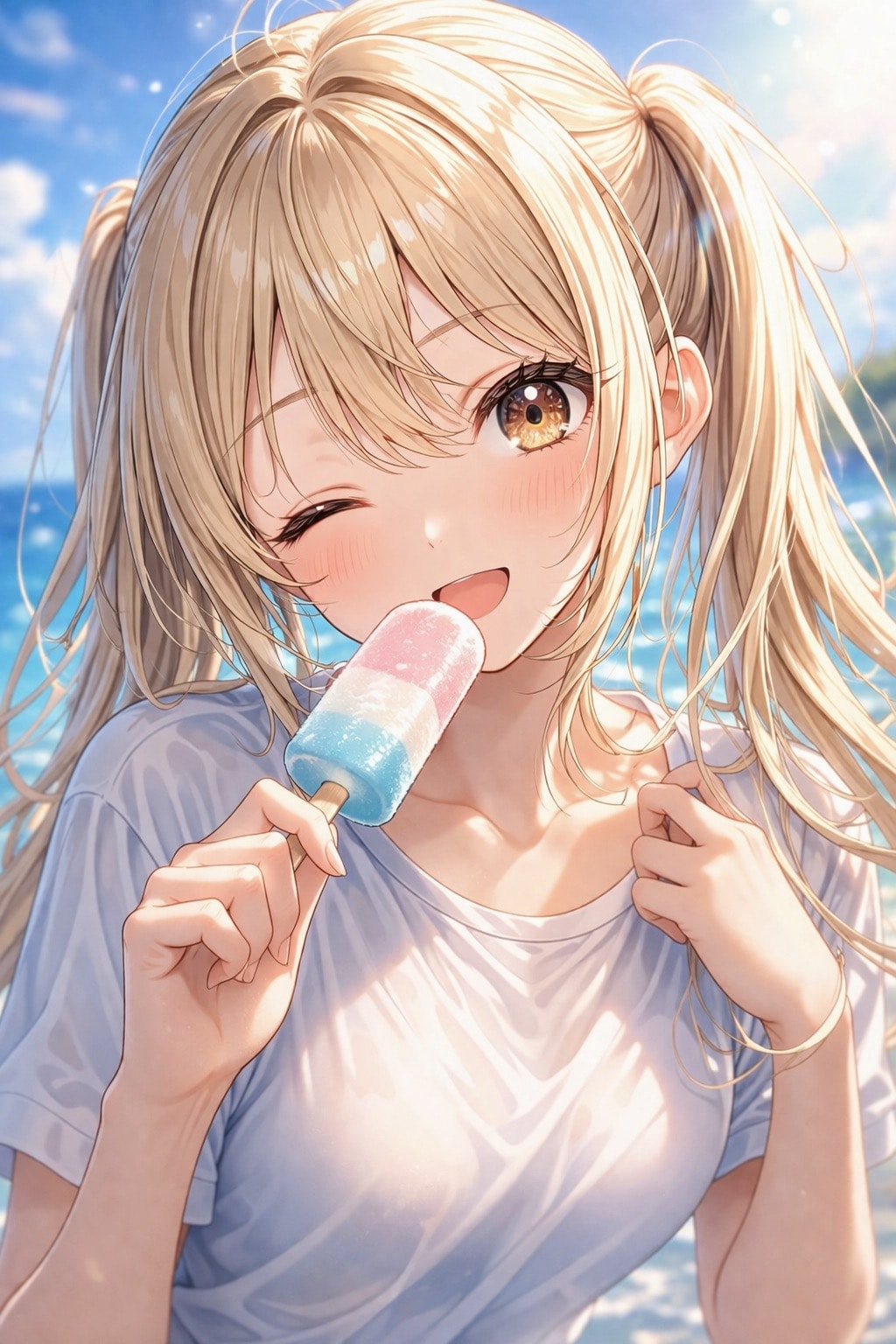 夏のひとくち、きらめく海辺