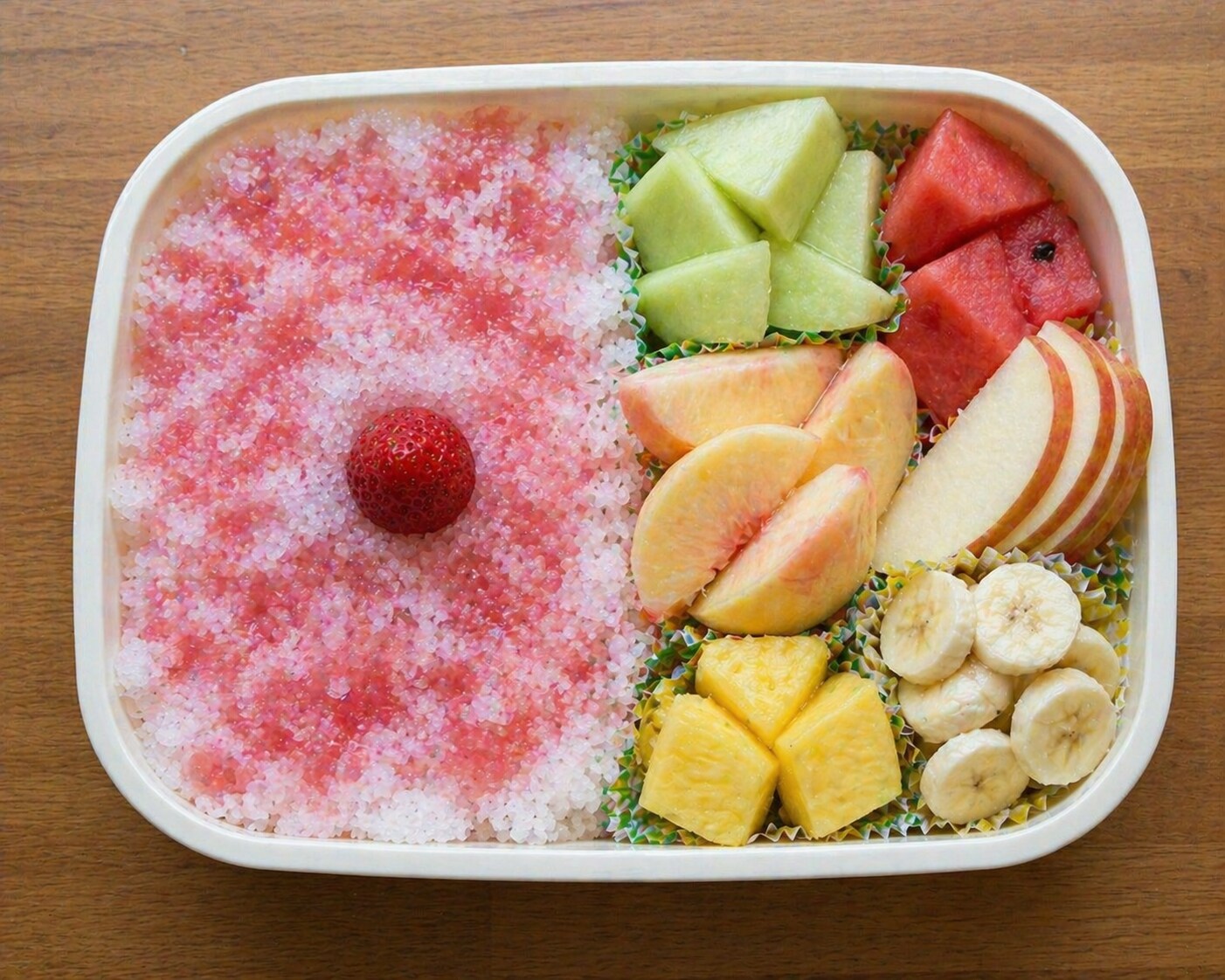 果物とかき氷のお弁当