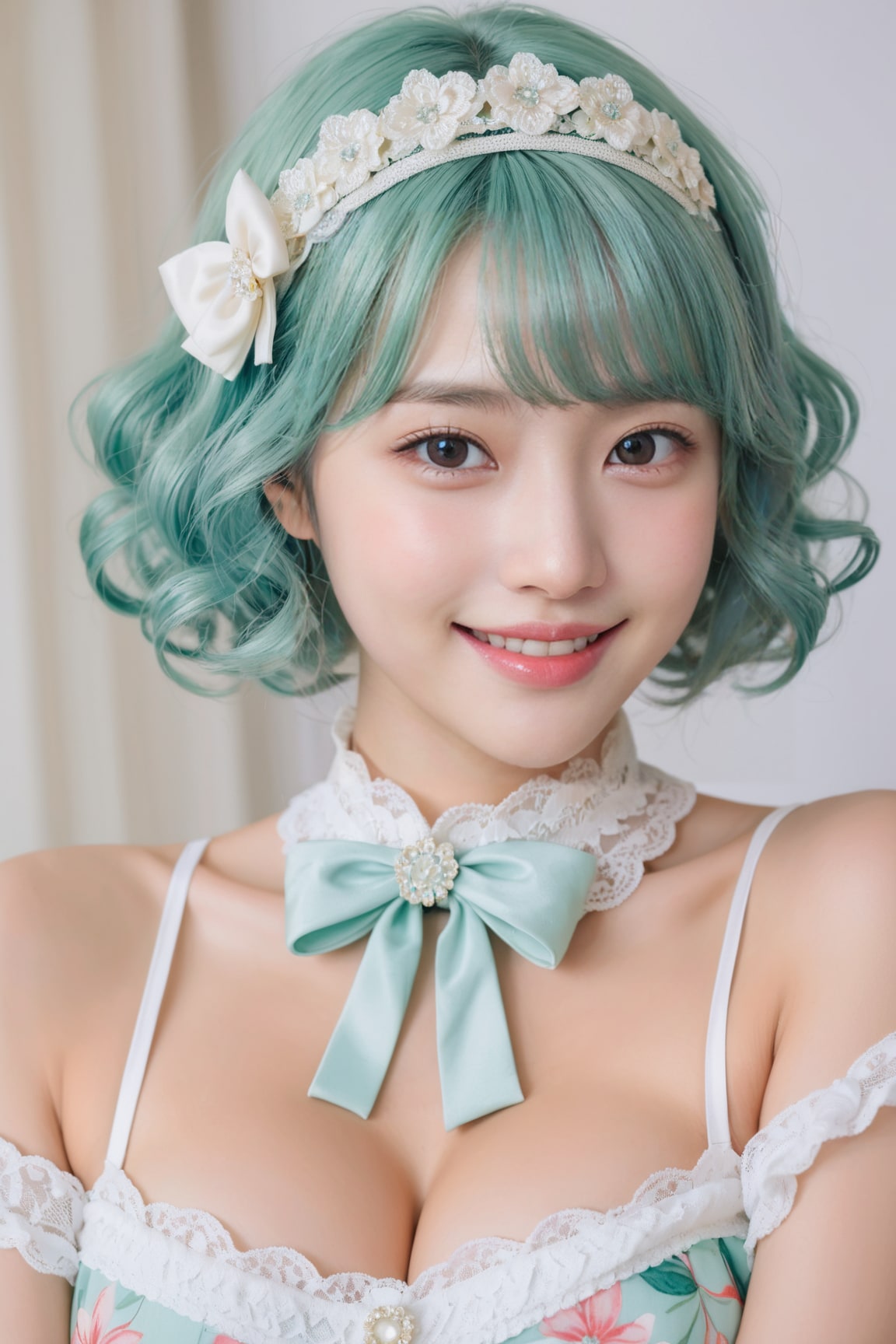 Mint colored hair lady 2