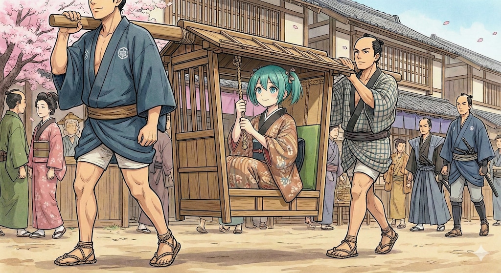 籠に乗っているミクさん