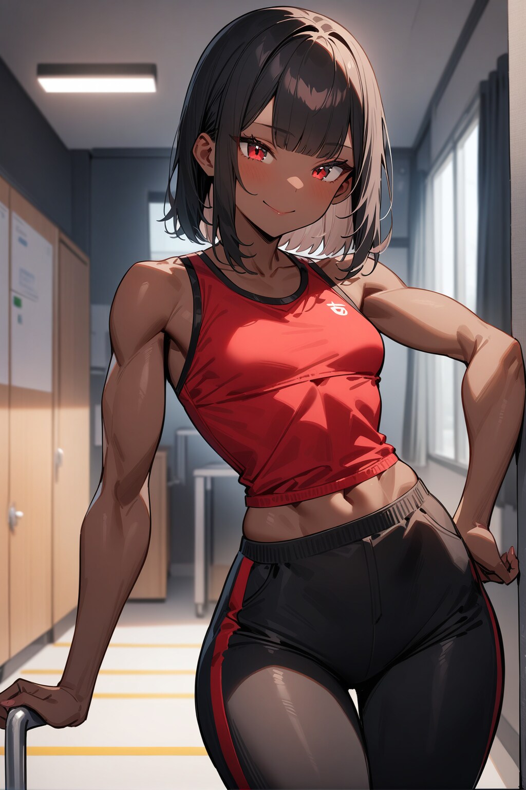 褐色腹筋っ娘 ロッカールーム