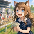 ビール缶競争に賭けている小さな女の子 2枚目