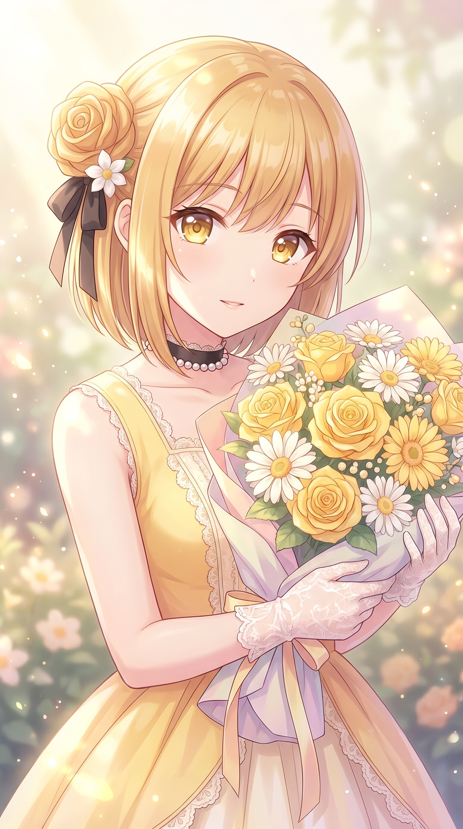 花束を抱く金陽 | の人気AIイラスト・グラビア
