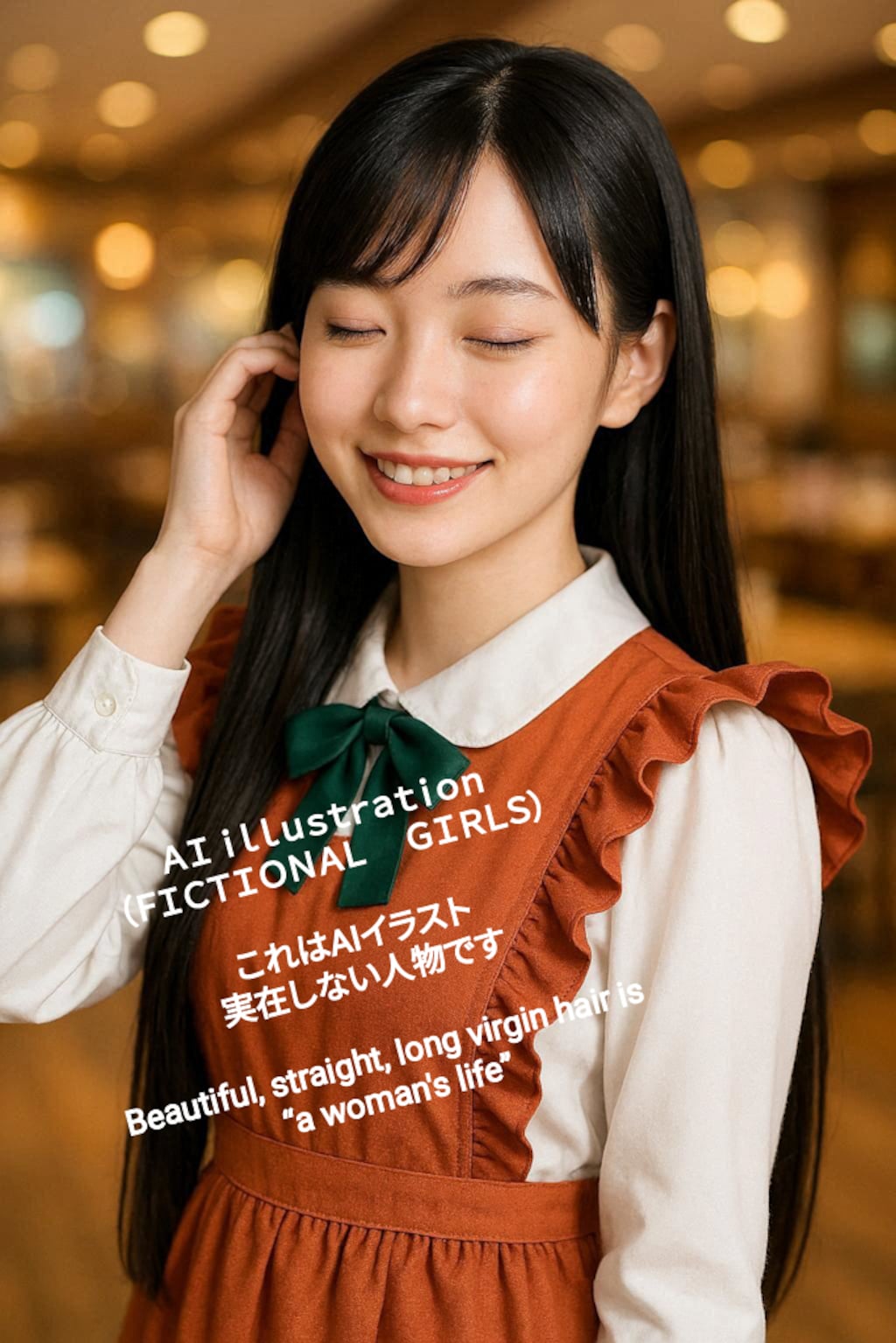 横髪をイジるロングヘア美少女