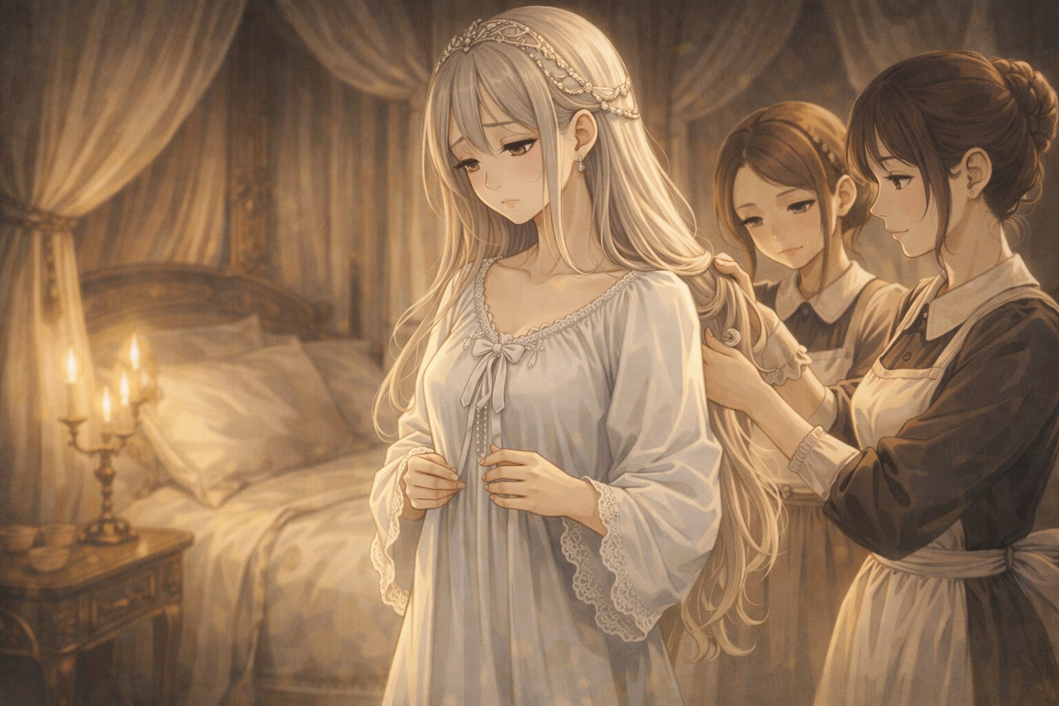 夜伽の為の身支度をする姫