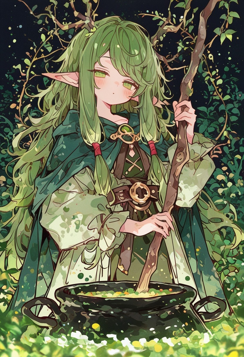 ねればねるほど色が変わって…こうやってつけて…うまいっ！するドルイドちゃん | の人気AIイラスト・グラビア