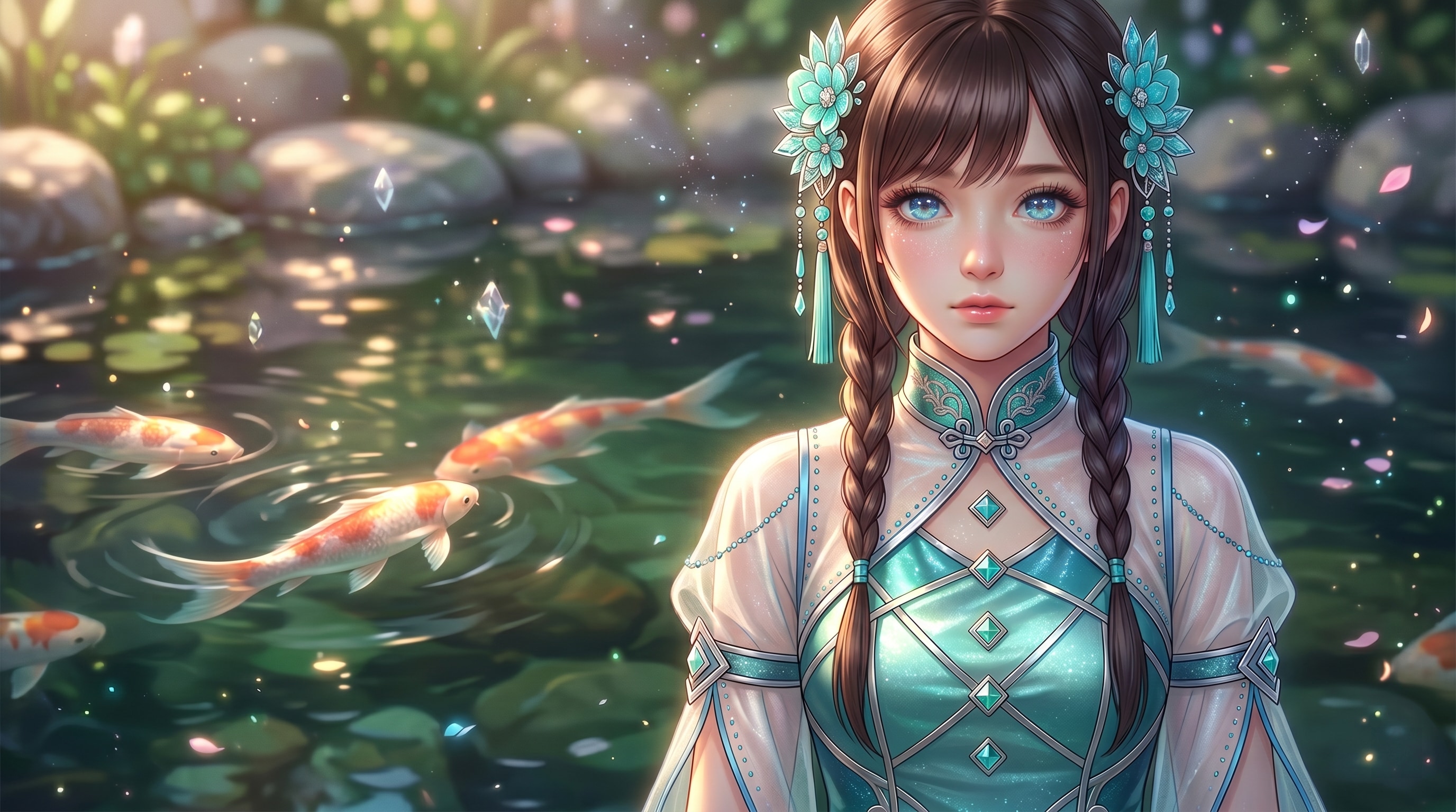 翡翠簪花の水鏡 | の人気AIイラスト・グラビア