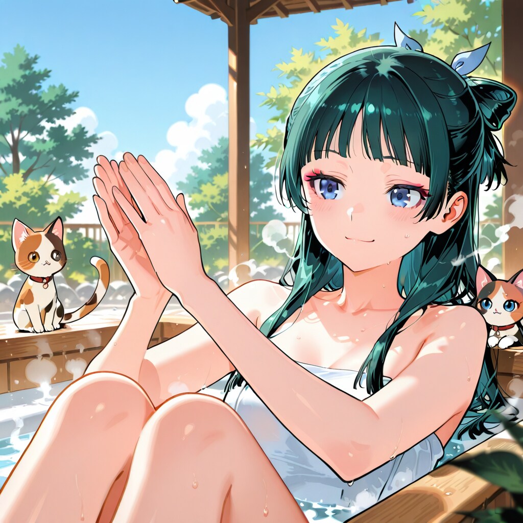 猫猫　庭園風呂（2）
