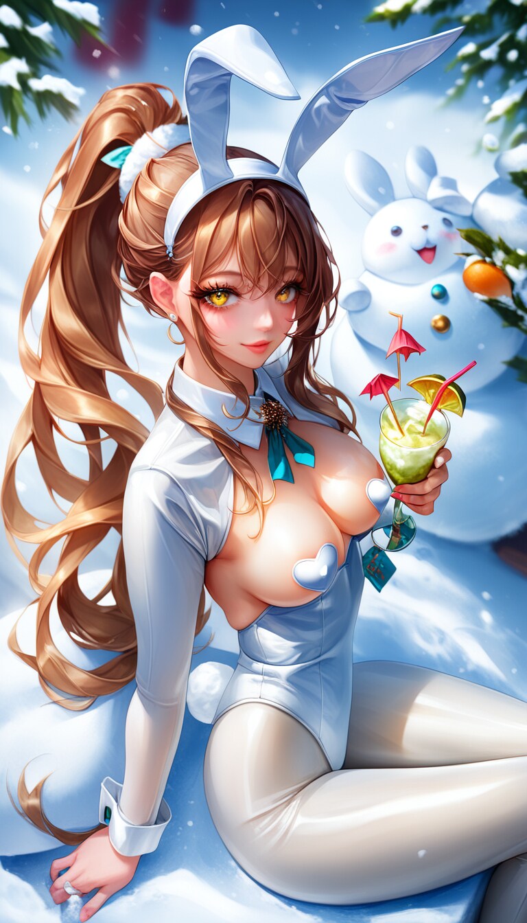うさピョンとメガネを外した逆バニーサラさん