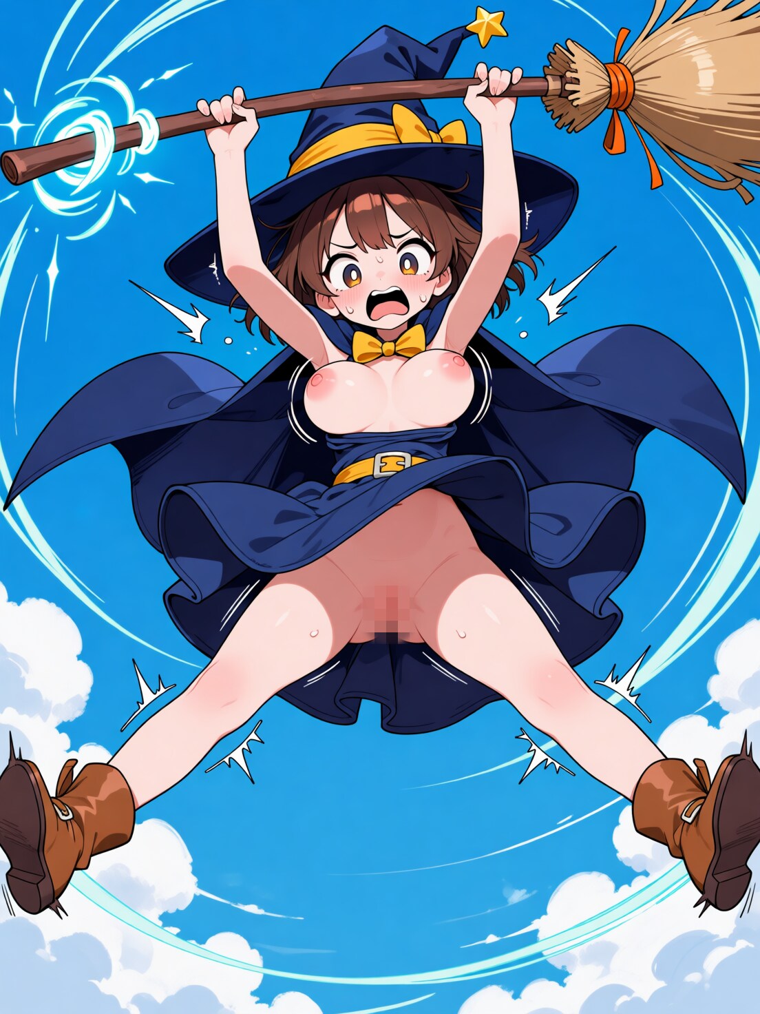 見習い魔女の空中ハプニング