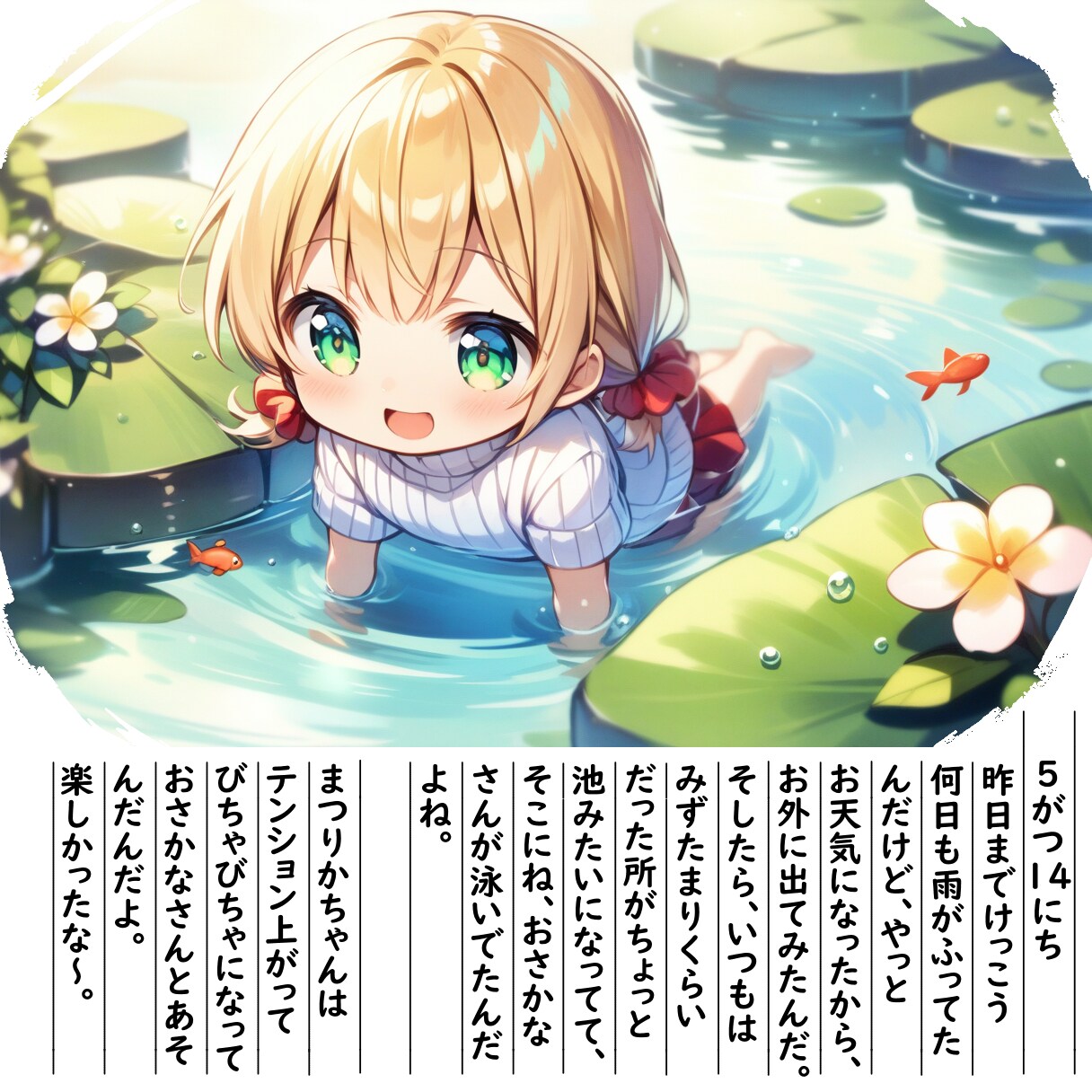 【絵日記】雨上がりで楽しかったよ | の人気AIイラスト・グラビア