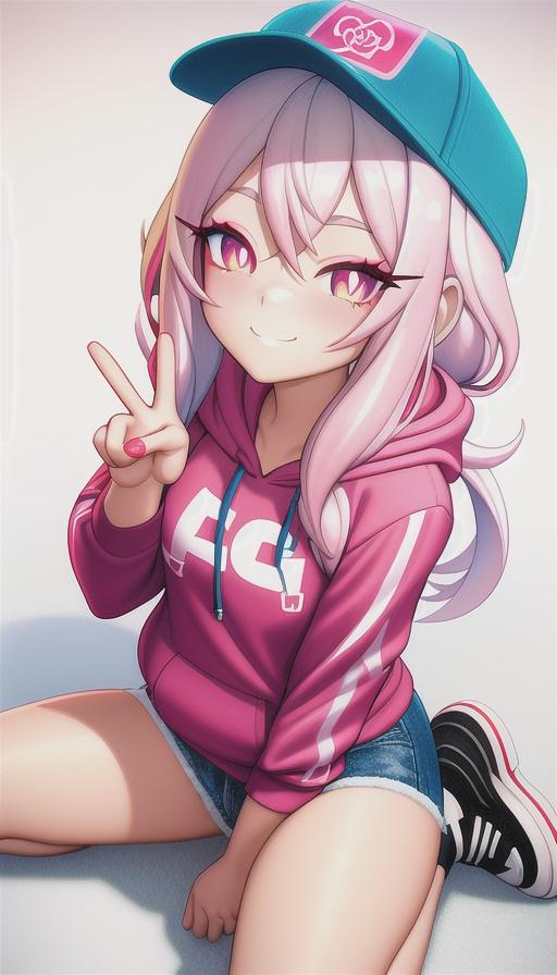 パーカーとスポーツキャップの女の子 | の人気AIイラスト・グラビア