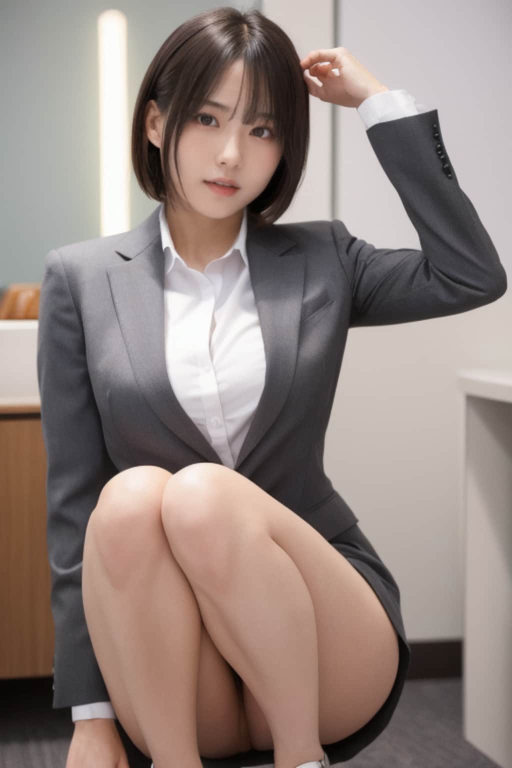 せんぱ～い、どこ見てるんですか～？