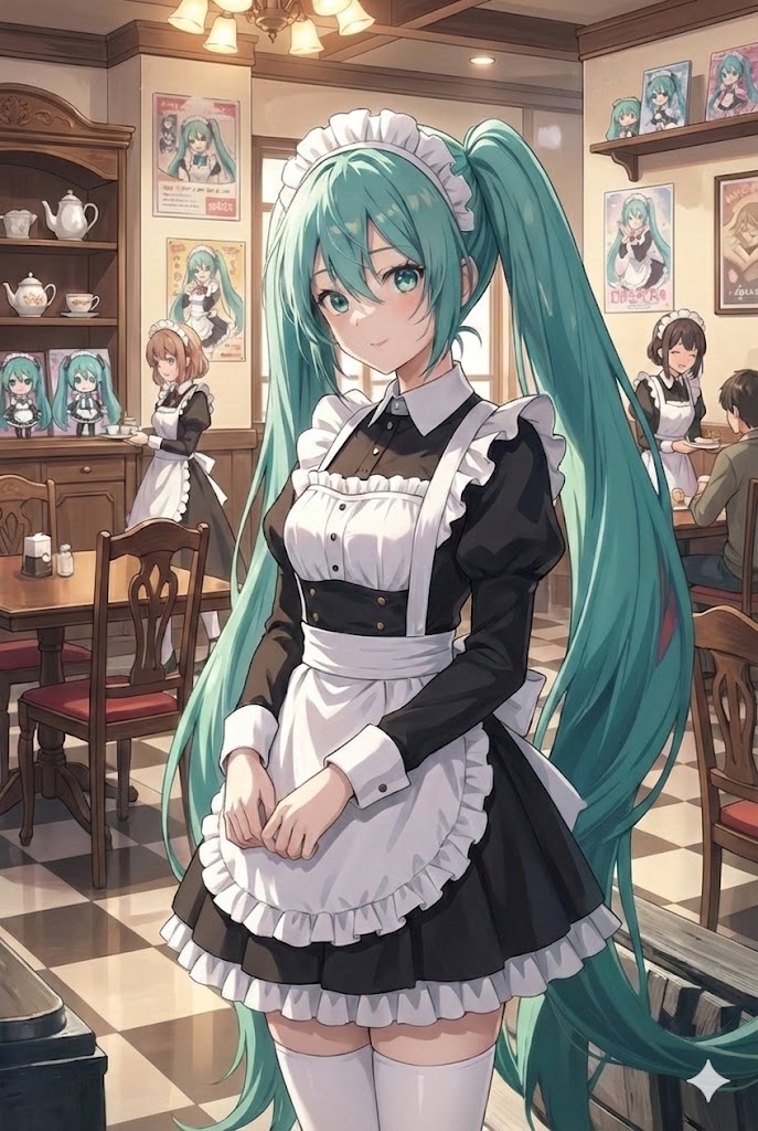 メイド喫茶のミクさん | の人気AIイラスト・グラビア