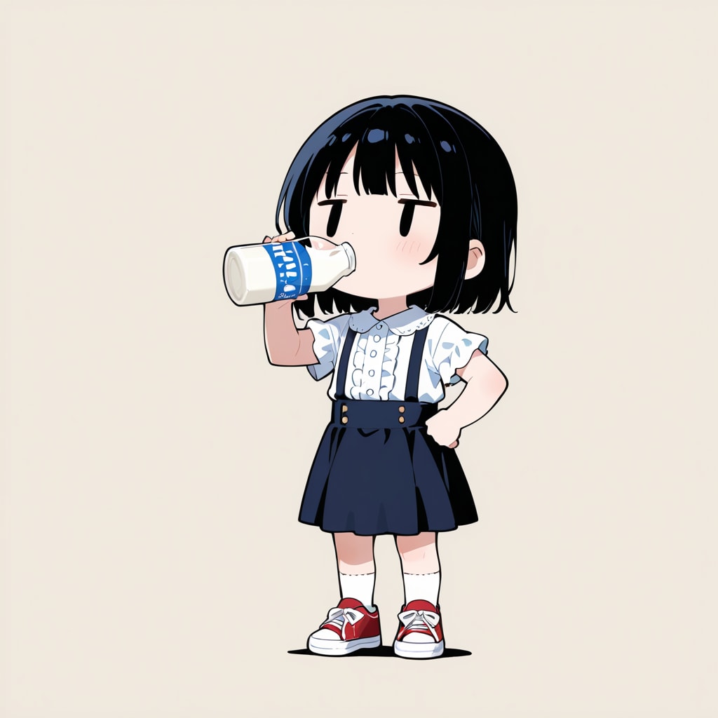 牛乳を飲む