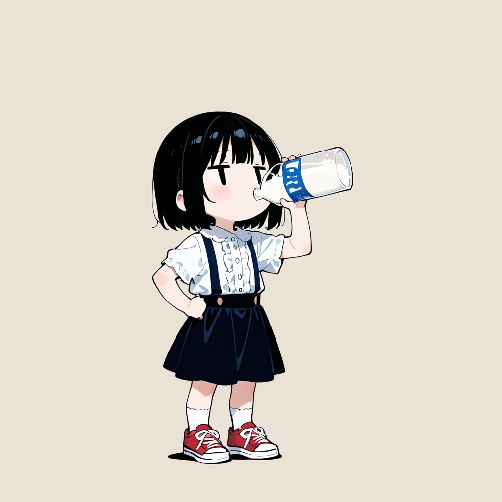 牛乳を飲む