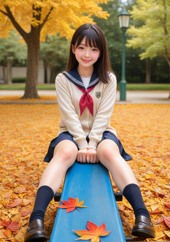 公園でシーソーする女子 | の人気AIイラスト・グラビア