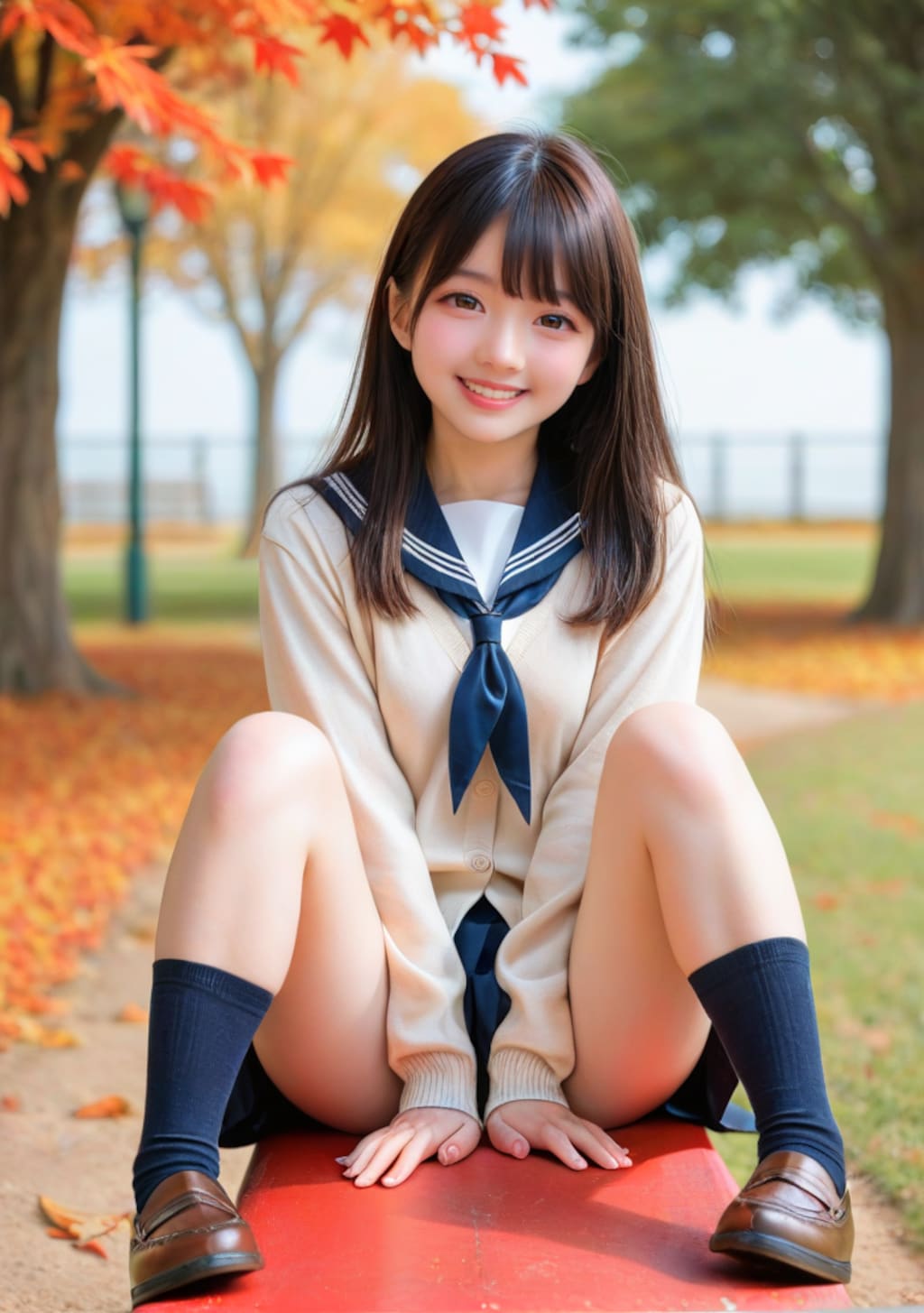 公園でシーソーする女子