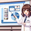 「アサヒスーパードライ」の効果について学会発表する女の子 2枚目