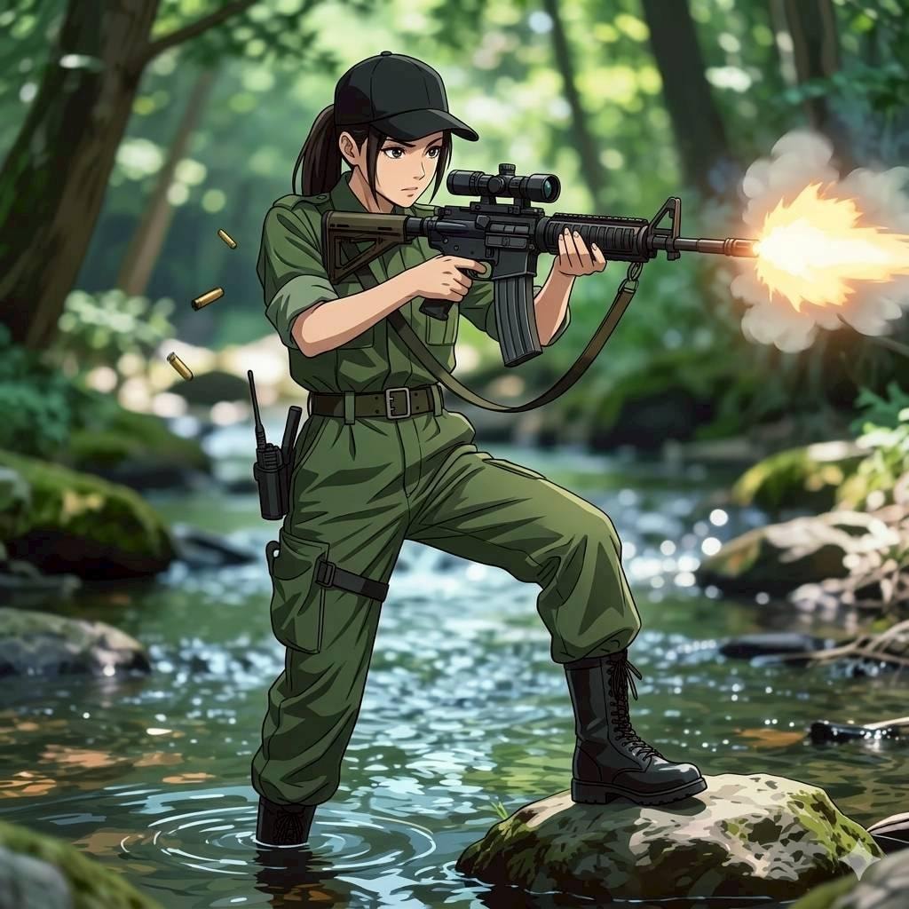 森の中の女兵士